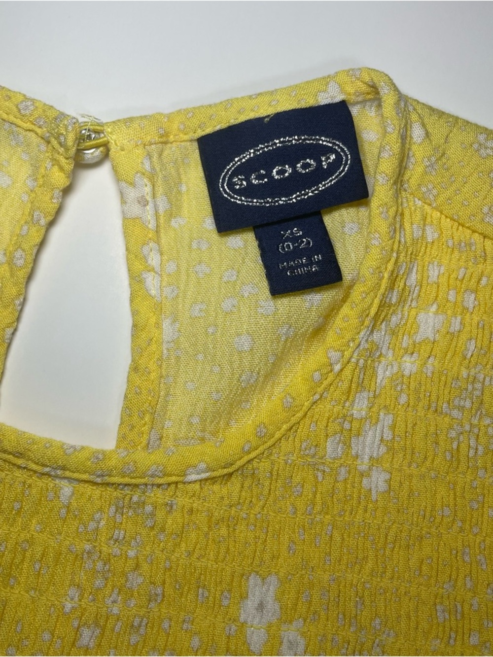 SCOOP Yellow Floral Smocked Blouse Ruffle Sleeves Lightweight Summer Top Size XS - Picture 2 of 12
